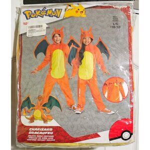 Pokemon Charizard Child Costume 10-12 Wings Hoodie Hooded Jumpsuit Halloween